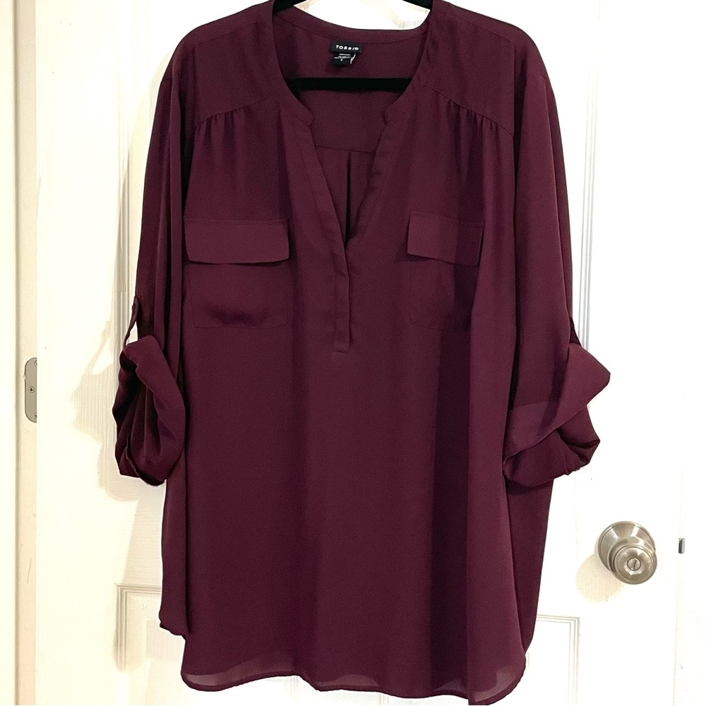 Torrid Maroon / Wine Red  Harper Georgette blouse 5x
